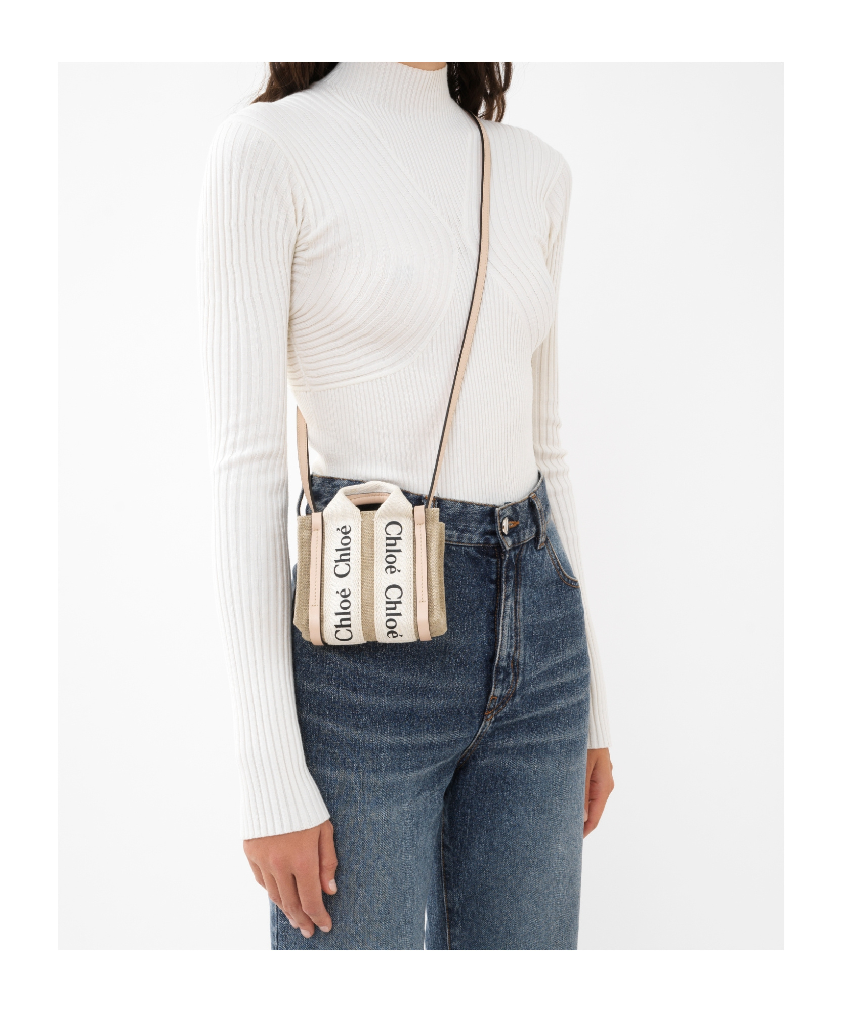 Shop Chloé Woody Mini Bag In White