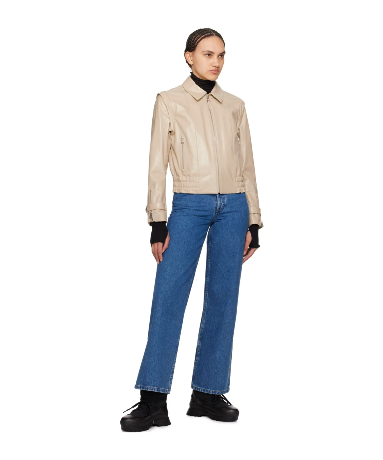 Mackage Beige Amoree Leather Jacket In Nude