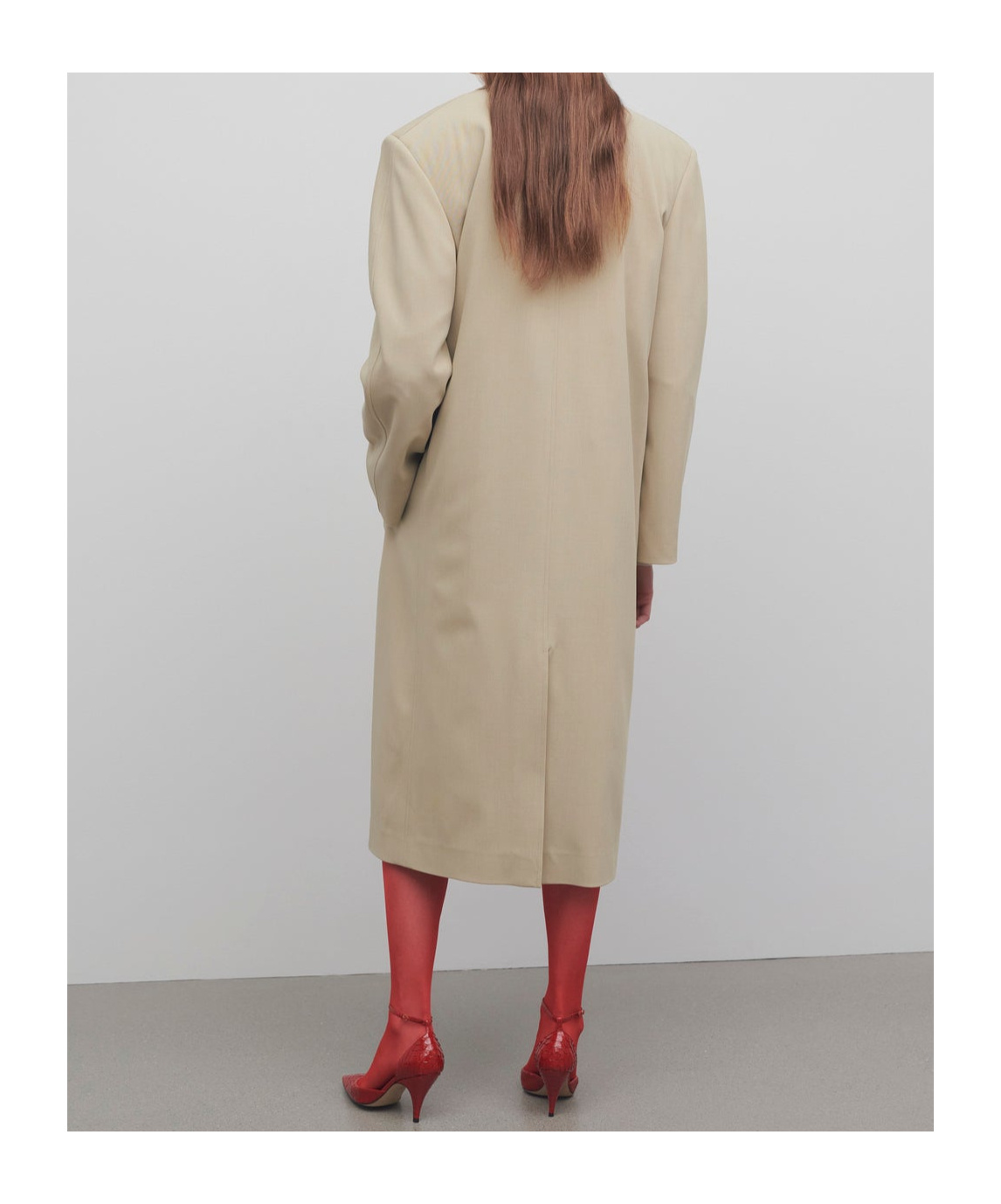 The Row Long-sleeved Wool Coat In Nude