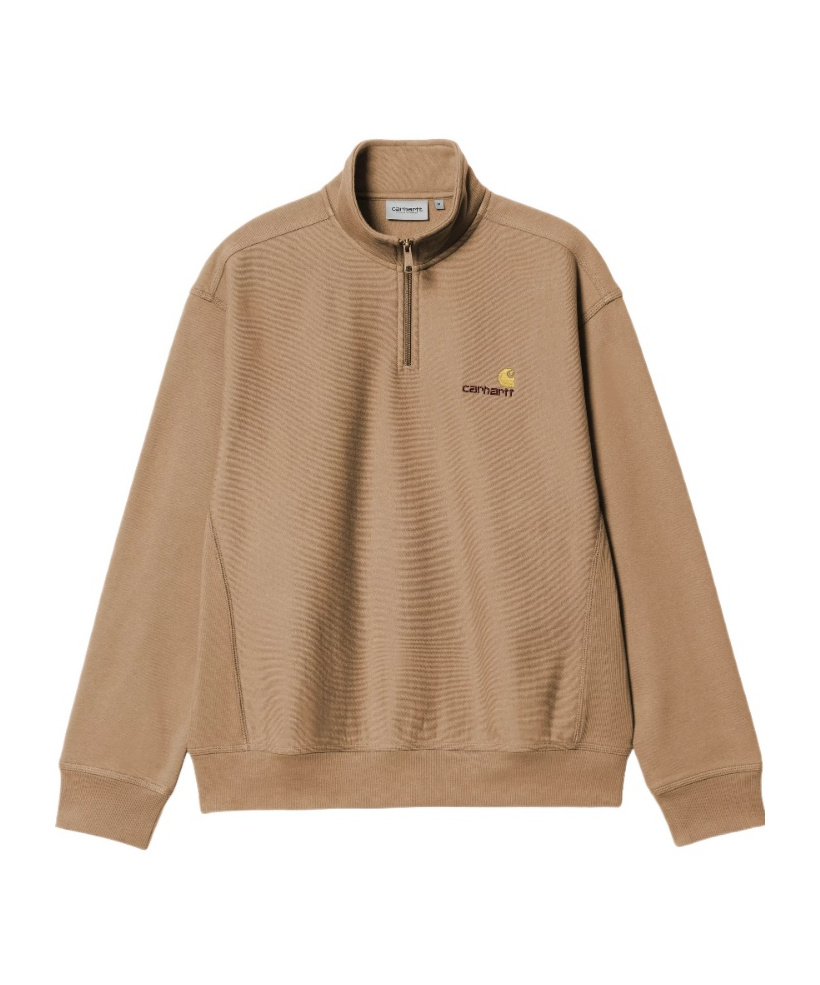 Carhartt Wip Logo Embroidered Half-zipped Sweatshirt In Brown