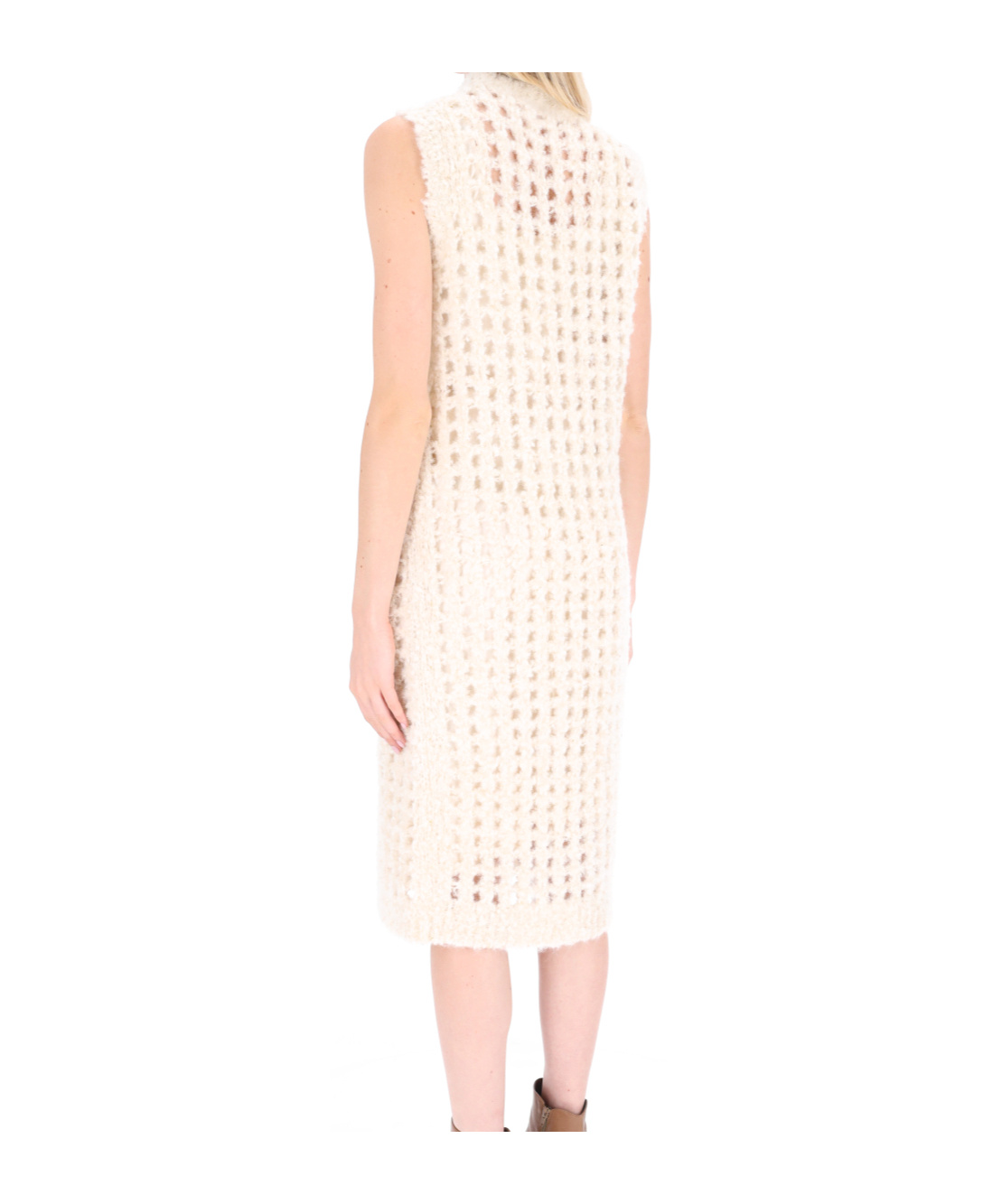 Peserico Open-knit Sleeveless Midi Dress In Multi