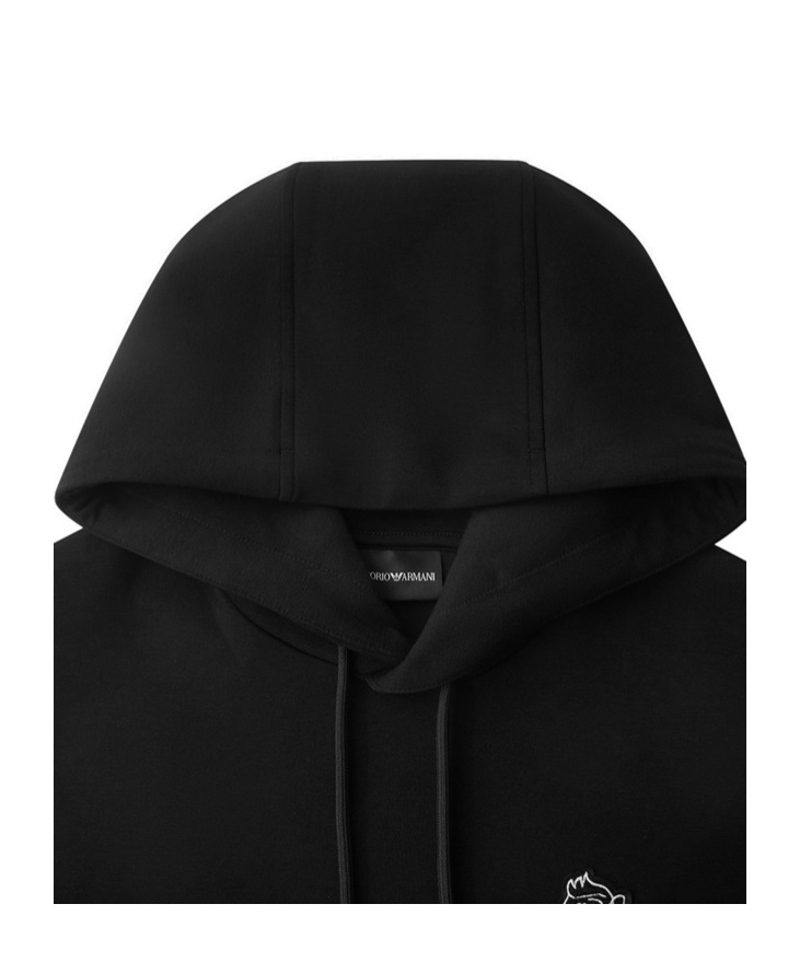 Emporio Armani Hooded Decal Hoodie In Black