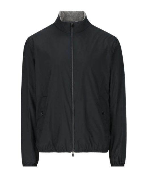 Herno Reversible Navy Blue And Grey Jacket In Black