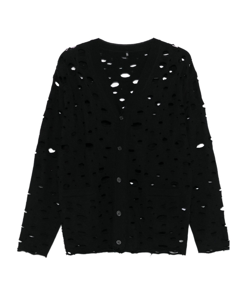 R13 Distressed Button-up Cardigan In Black