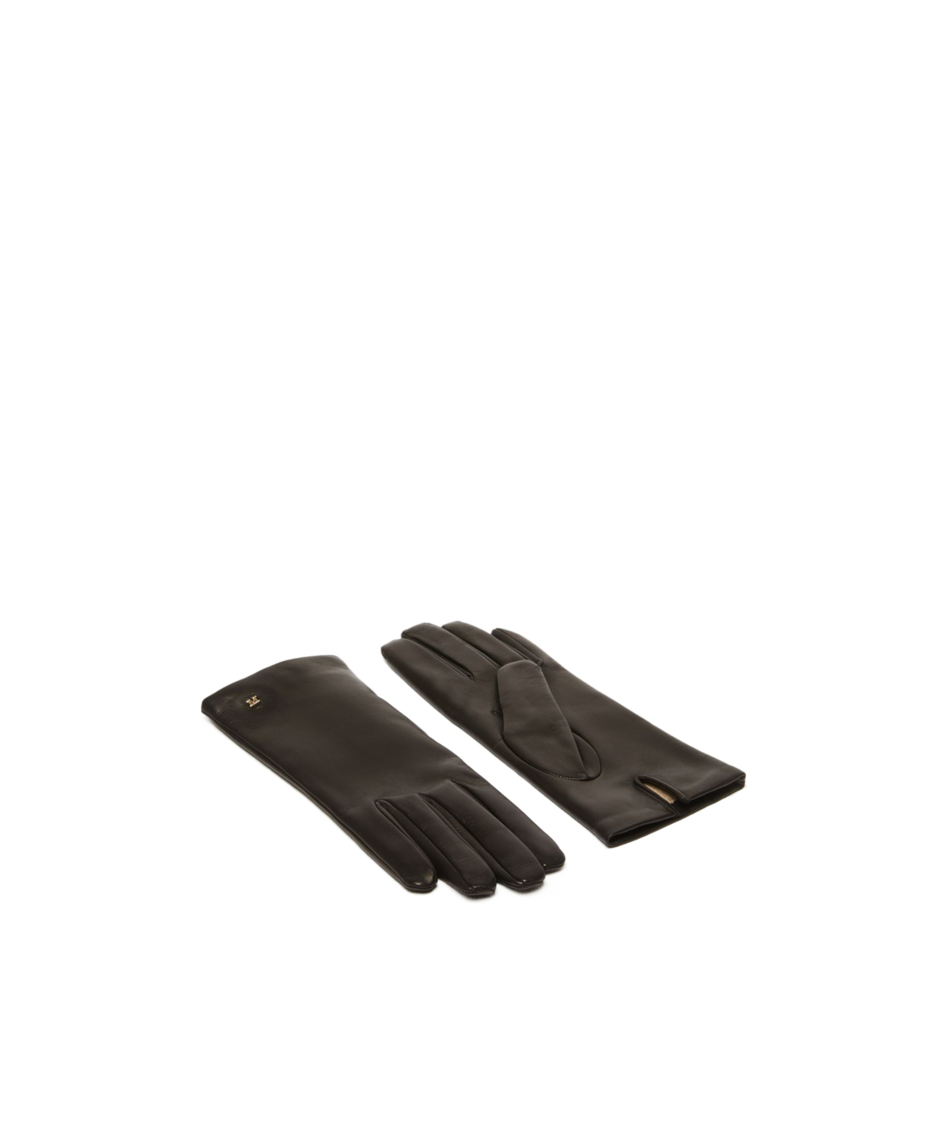 Max Mara Nappa Leather Gloves In Black