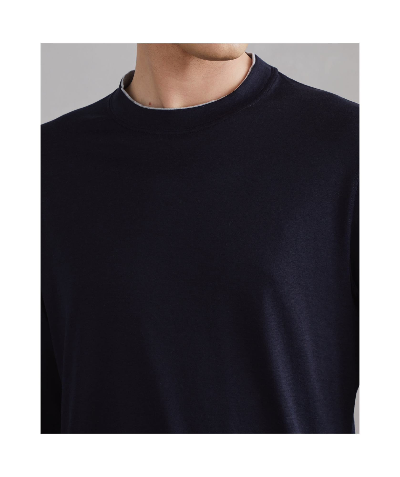 Brunello Cucinelli Contrasting-trim Jersey T-shirt In Black
