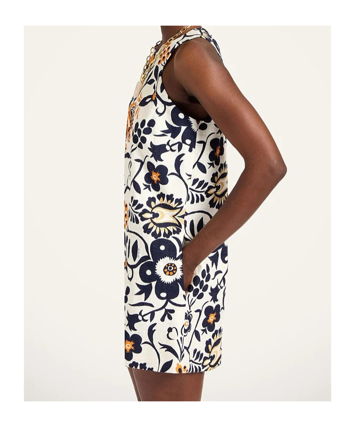 La Doublej Racer Floral-print Mini Dress In Multi