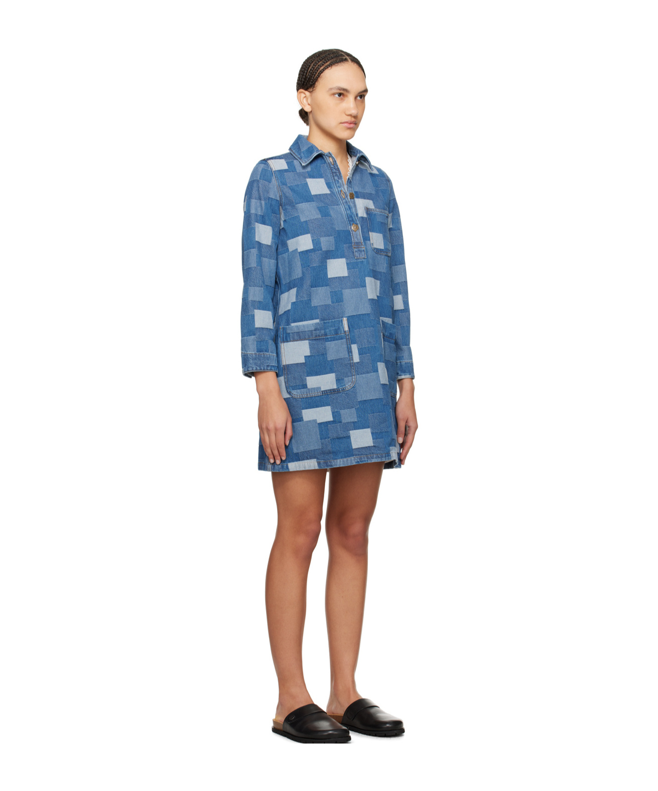 Apc Indigo Aurelia Denim Minidress In Blue