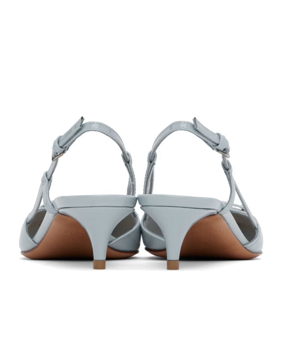 Valentino Vlogo Signature Patent Leather Slingback Pumps In Gray