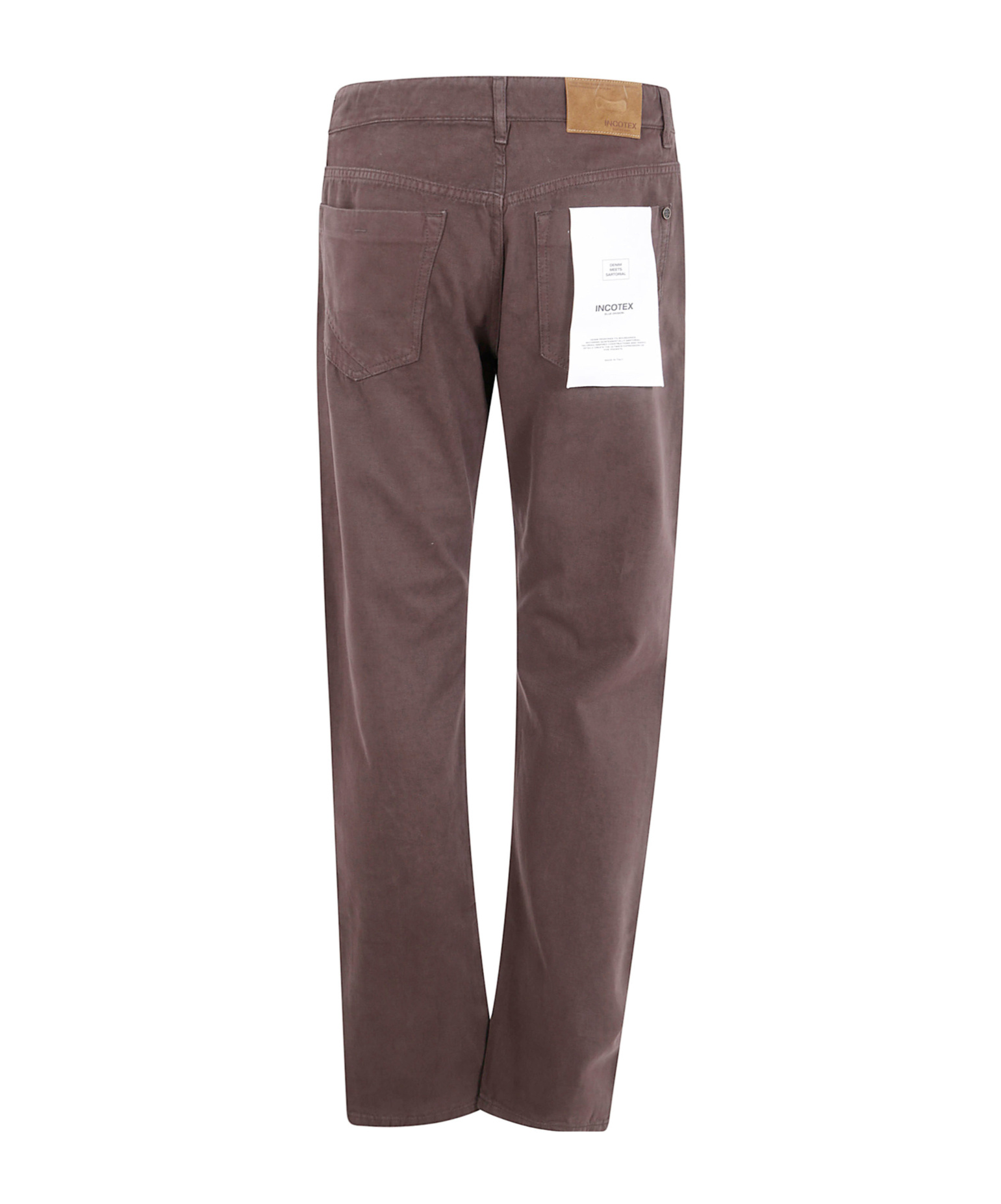 Incotex Logo-patch Tapered Trousers In Brown