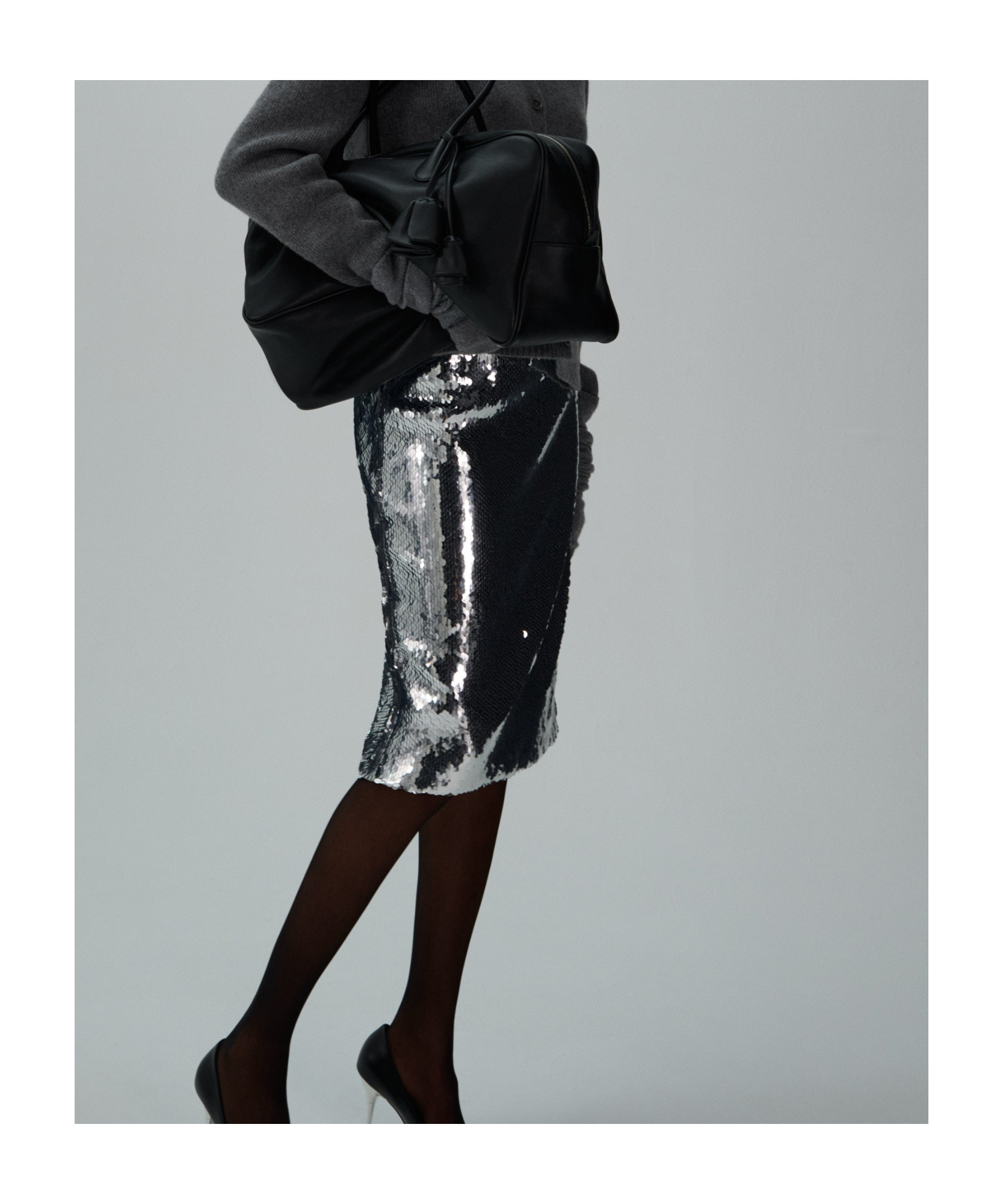 Magda Butrym Sequined Skirt In Gray