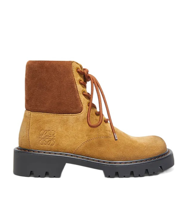 Loewe Sierra Military Ankle Boots In Suede In Brown