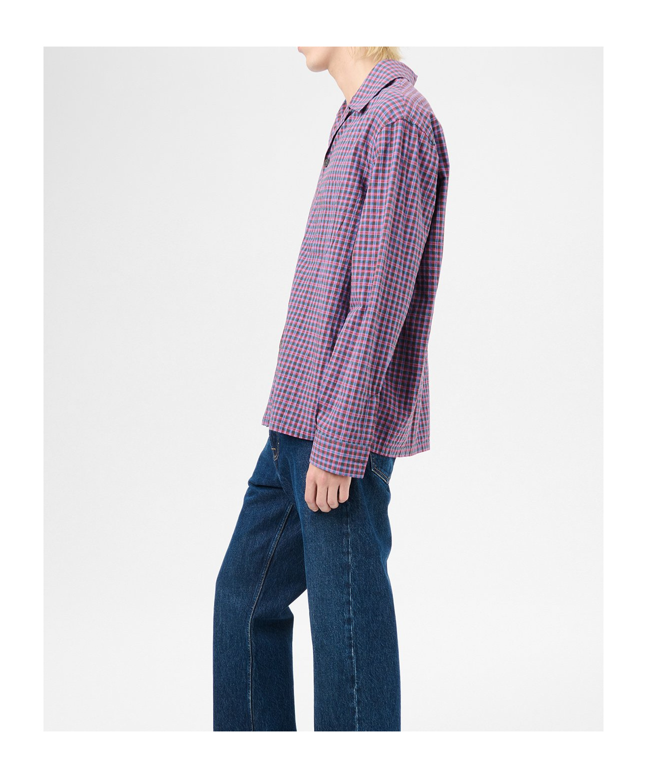 Our Legacy Heusen Convertible-collar Checked Cotton Shirt In Pink