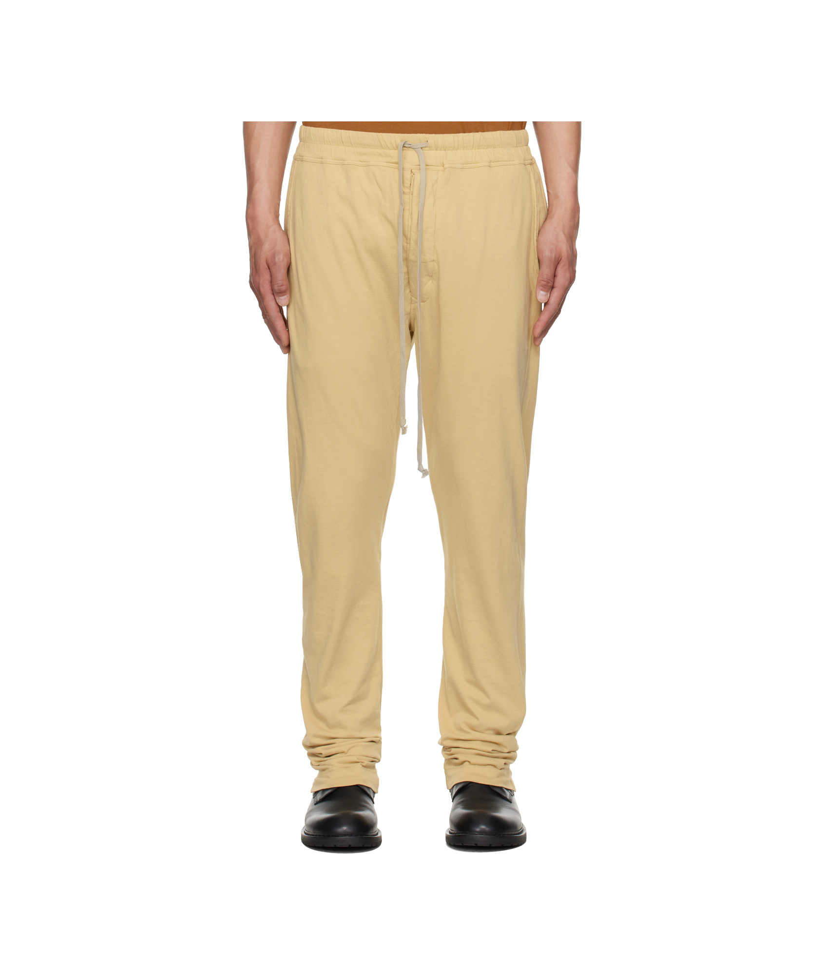 Shop Rick Owens Drkshdw Elastic Waist Casual Pants In Beige