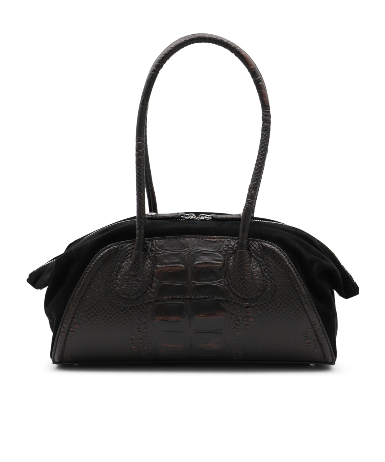 Vivienne Westwood Two-tone Leather And Suede Small Shirley Shoulder Bag In Brown