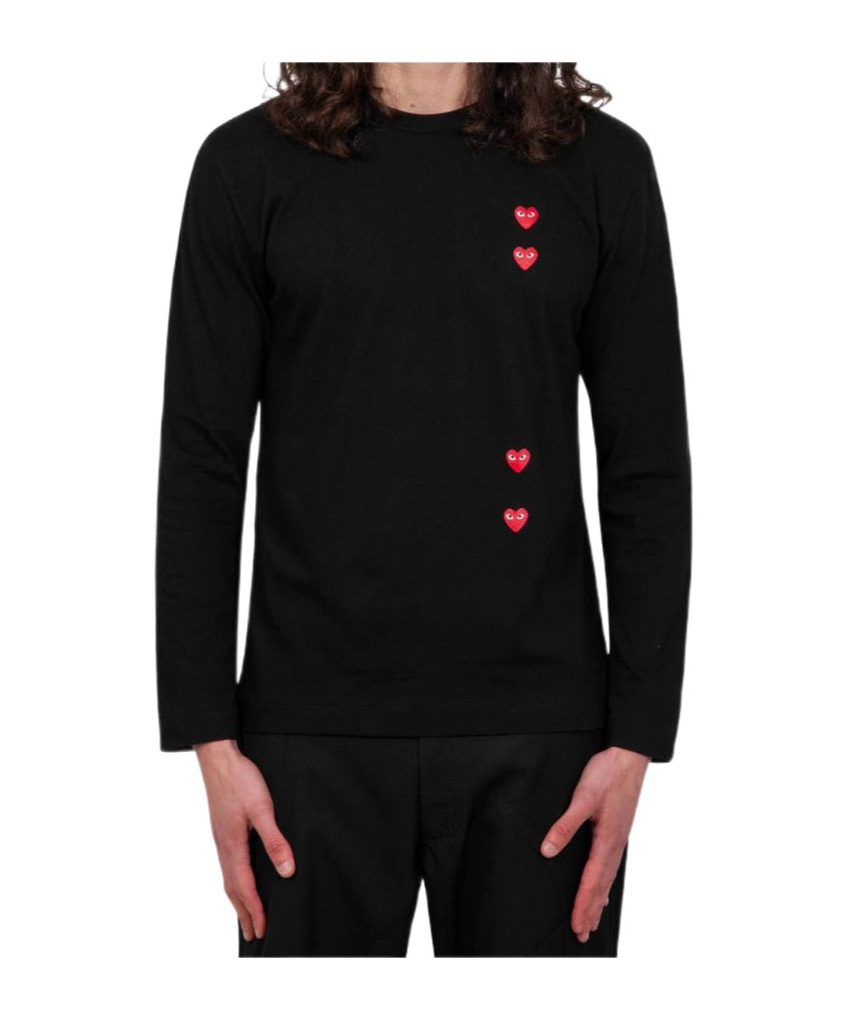 Comme Des Garçons Play Black Vertical Heart Long Sleeve T-shirt In Black