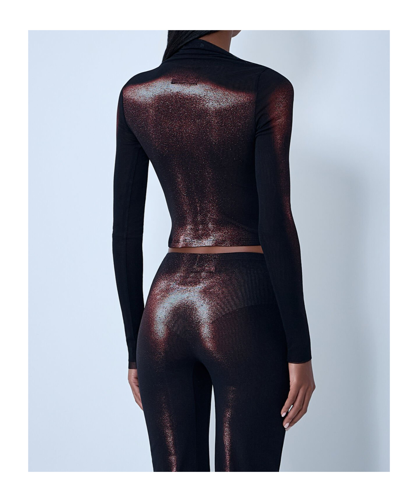 Jean Paul Gaultier Body Dust Crop Top Woman Black And Silver In Multi