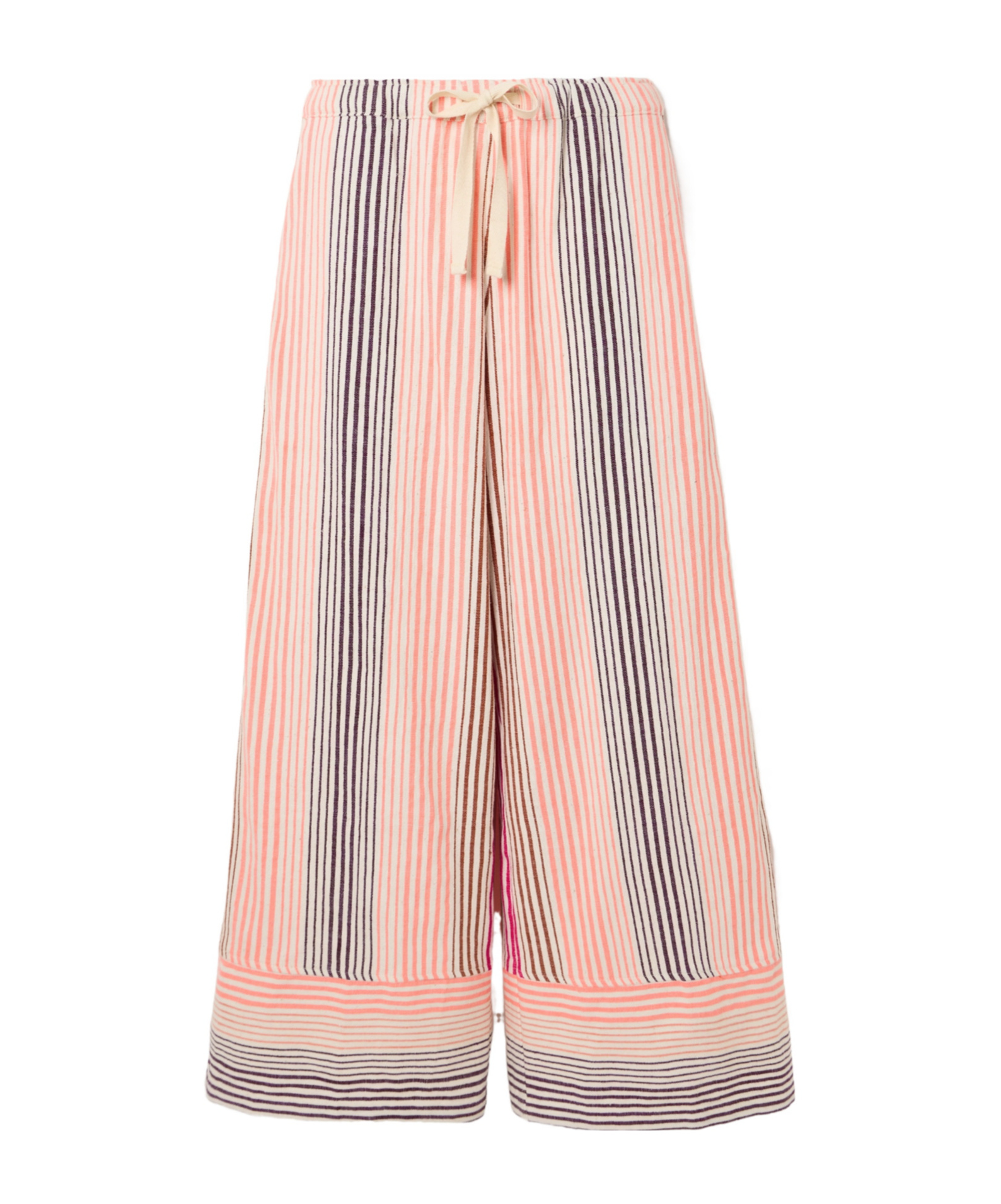 Lemlem Desta Striped Cotton-blend Wide-leg Pants In Purple