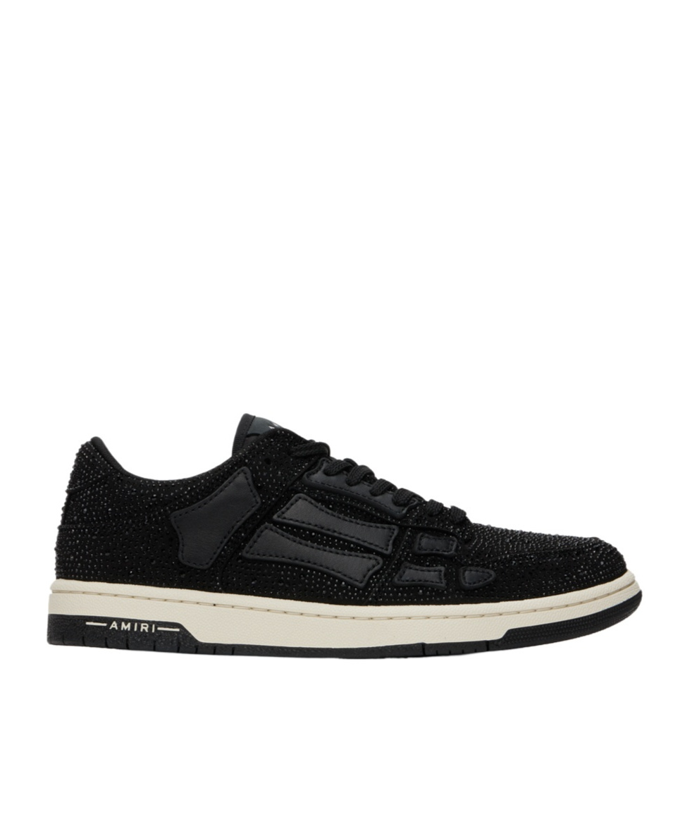 Amiri Two-tone Leather Skel Sneakers With Textured Finish In Black