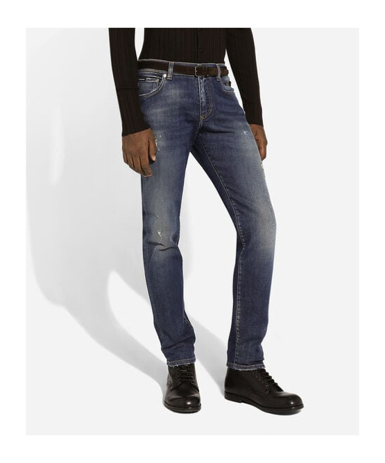 Dolce & Gabbana Men's Distressed Effect Skinny Jeans In Black