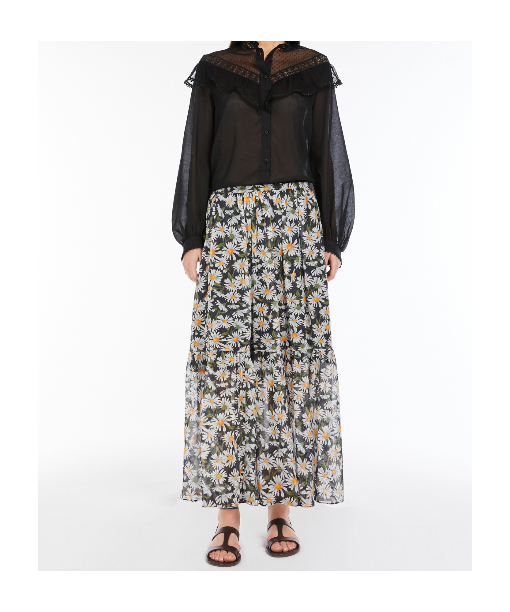 Weekend Max Mara Women's Artello - Printed Silk Long Skirt In Black