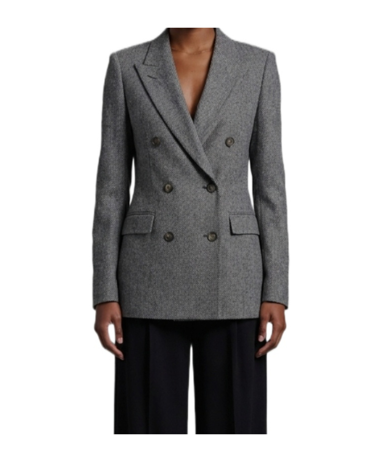 Tagliatore Paris Herringbone-pattern Double-breasted Blazer In Gray