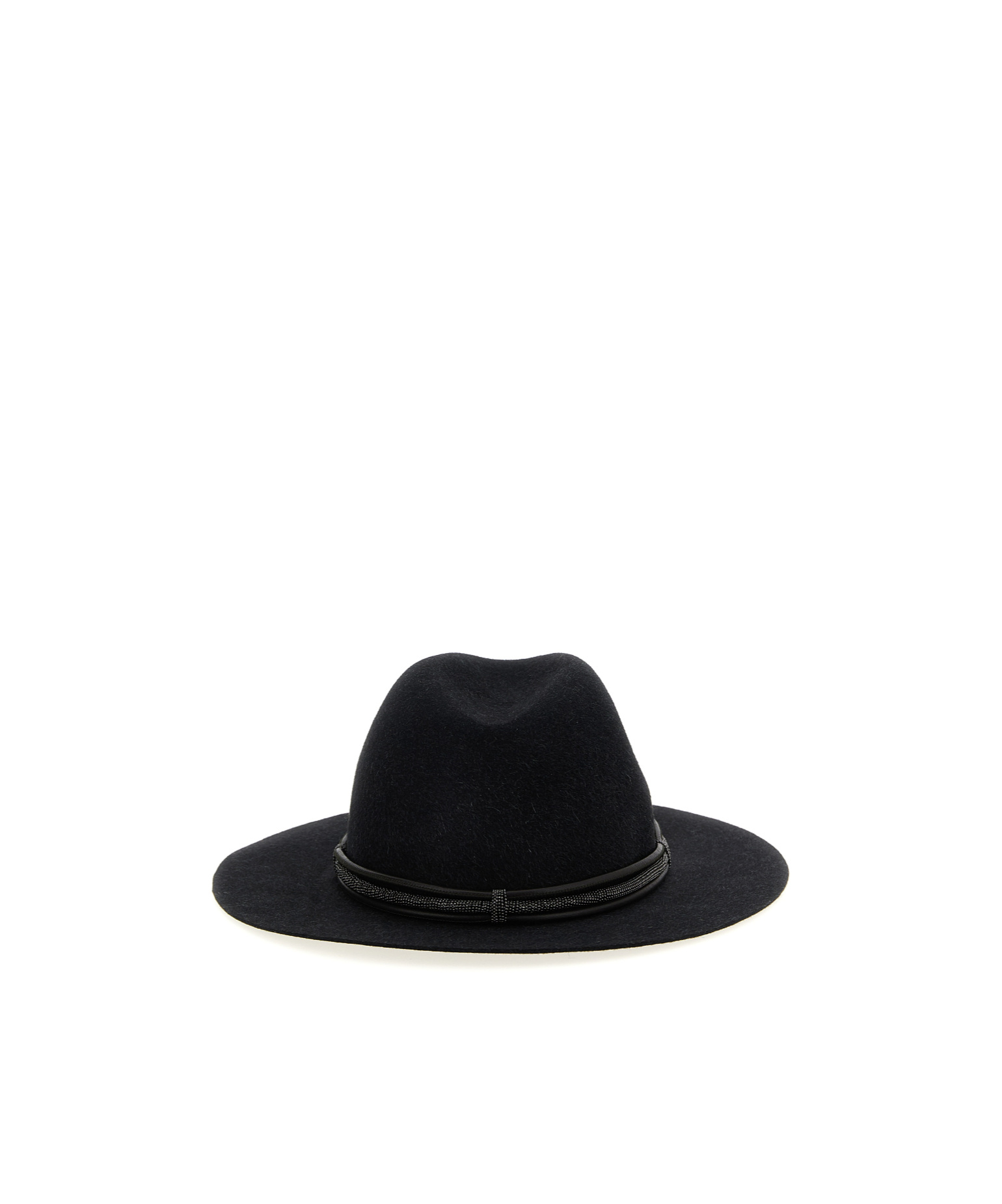 Brunello Cucinelli Leather Hat Featuring Jewel Embellishment In Black