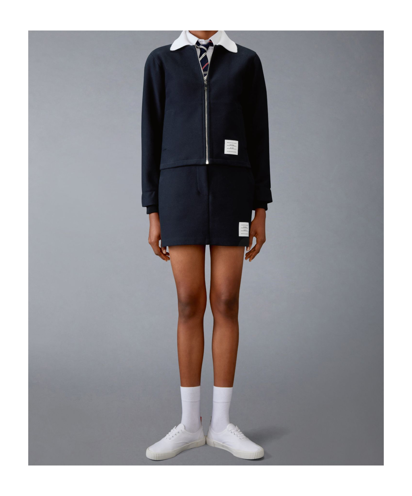 Thom Browne Ribbed Collar Jacket In Blue