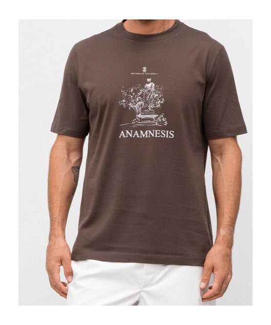Brunello Cucinelli Graphic-print Cotton T-shirt In Brown