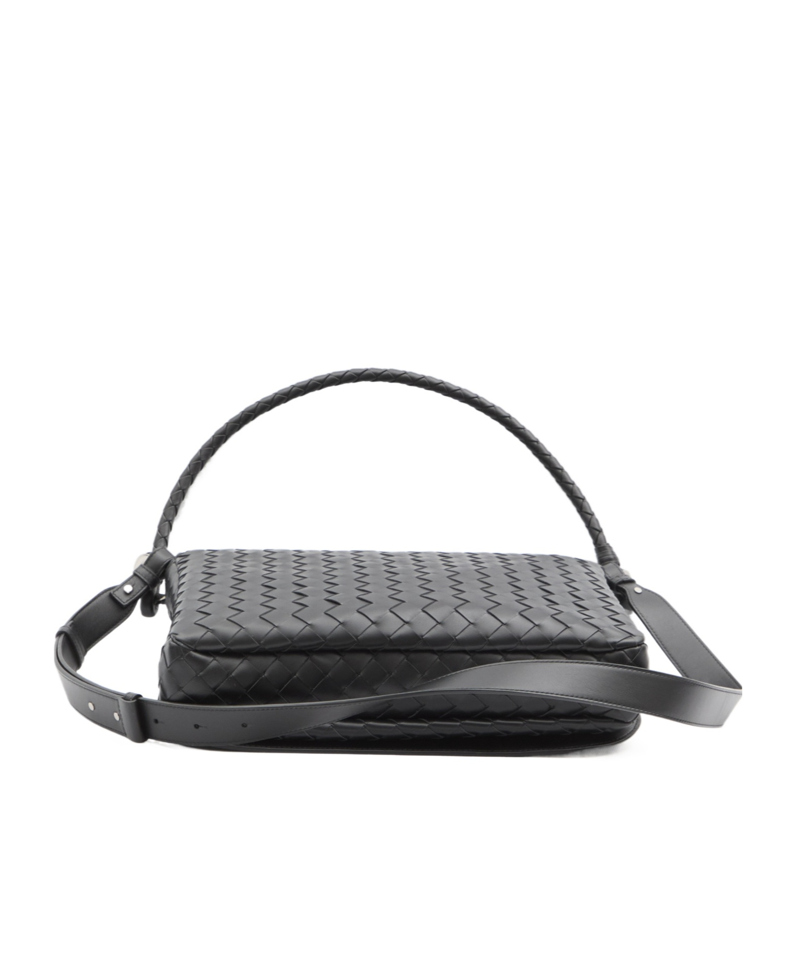 Bottega Veneta Swing Intreciato Vn Shoulder Bag In Black