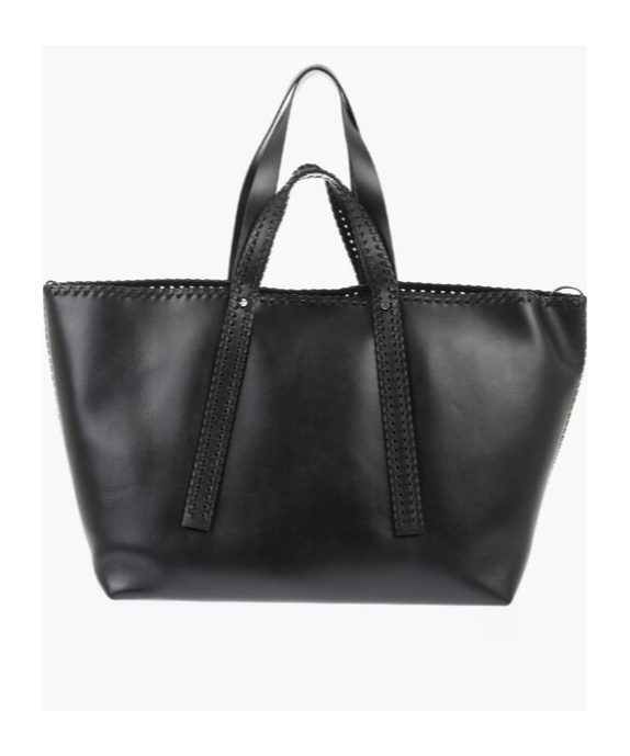Off-white Arrows-stitch Leather Tote Bag In Black