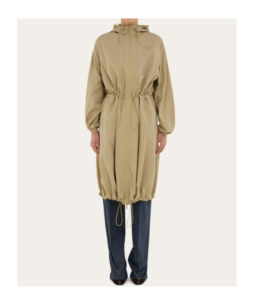 Ferragamo Technical Hooded Parka In Brown