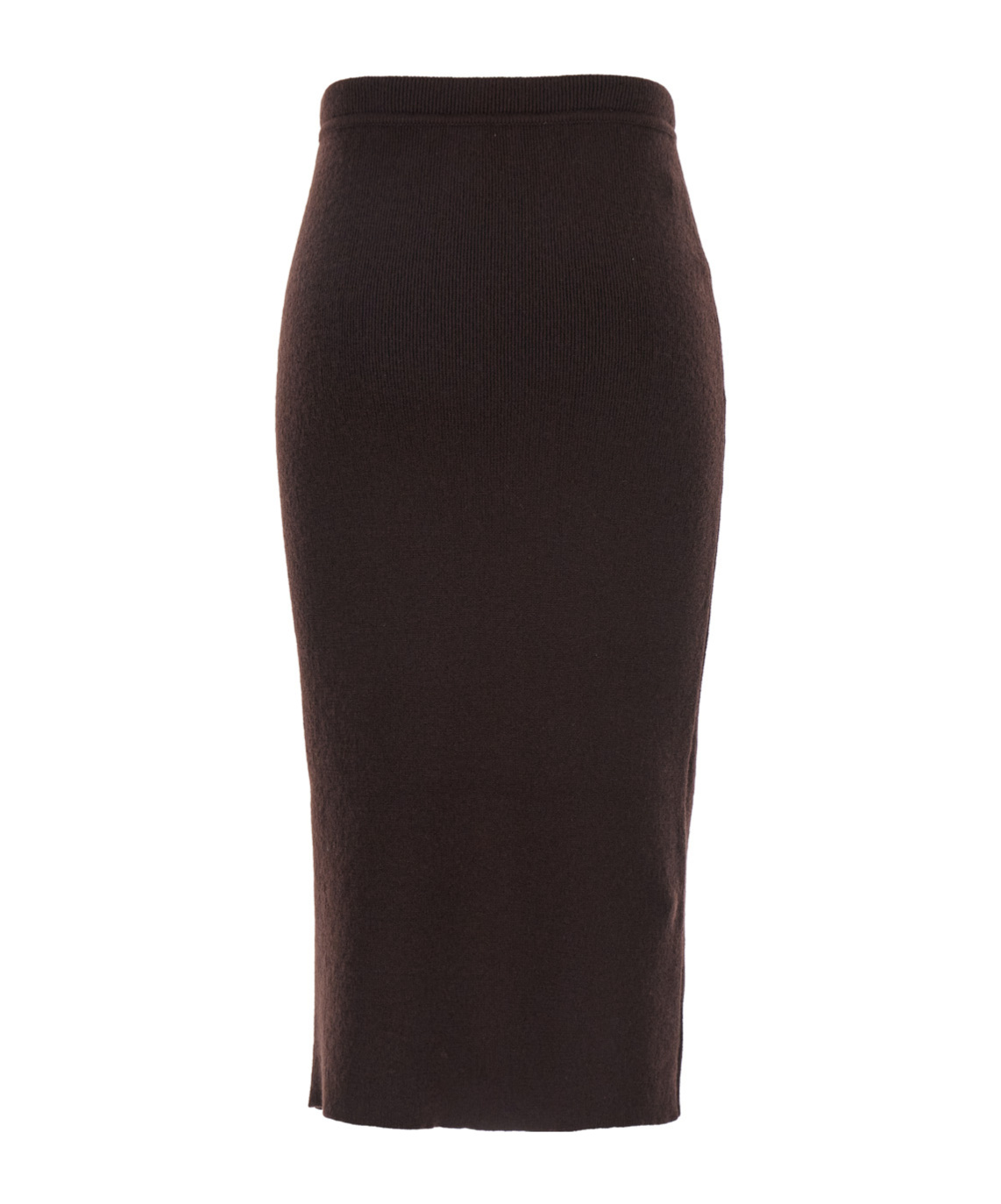 Tom Ford Brown Ribbed Knit Skirt With High Waist And Pencil Silhouette In Cashmere And Cotton Blend Woman