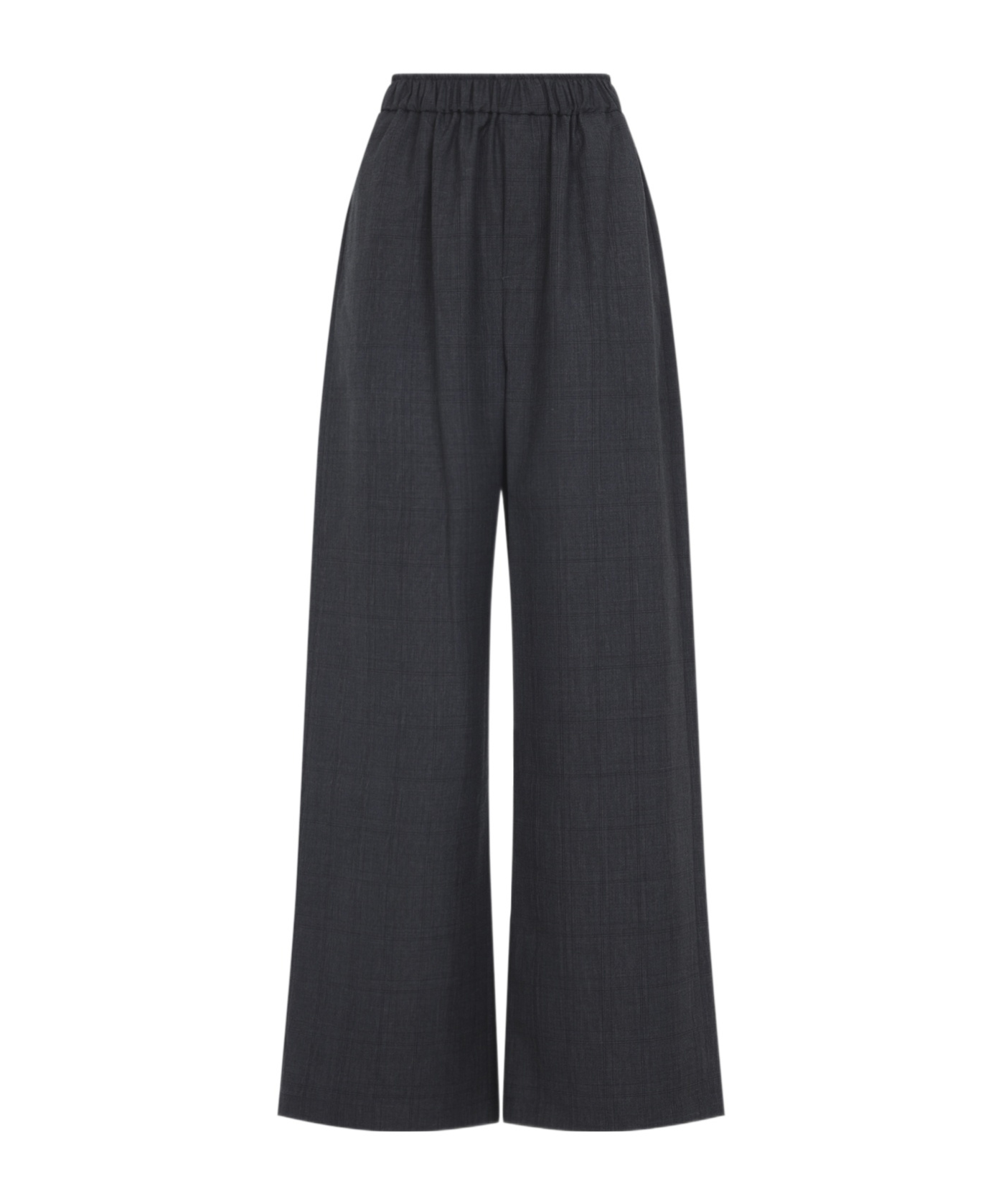 The Frankie Shop Dark Grey Virgin Wool Baxter Plaid Track Pants In Gray