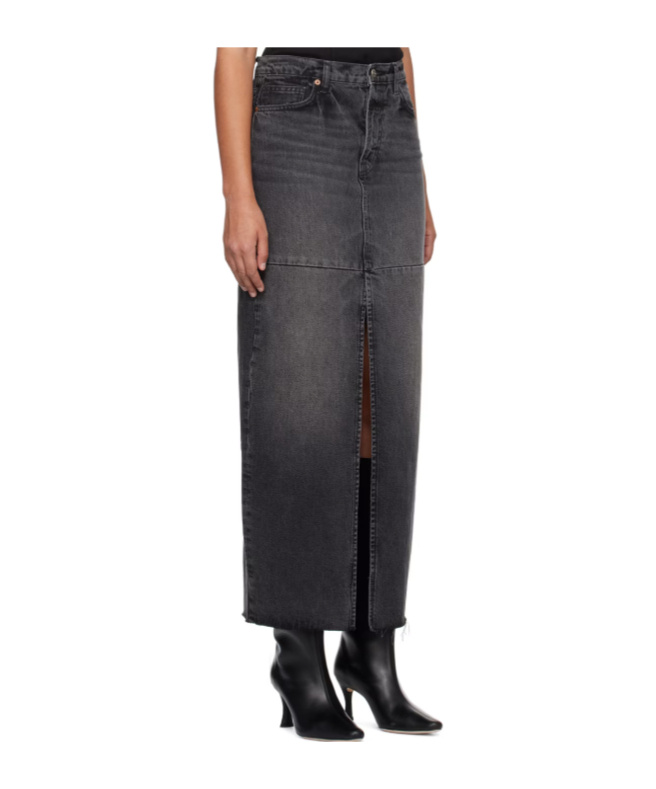 Reformation Tazz Denim Maxi Skirt In Gray