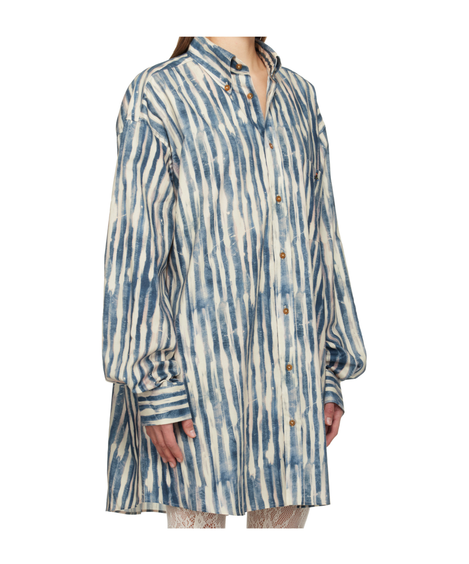 Vivienne Westwood Cotton Poplin Oversized Shirt In Gray