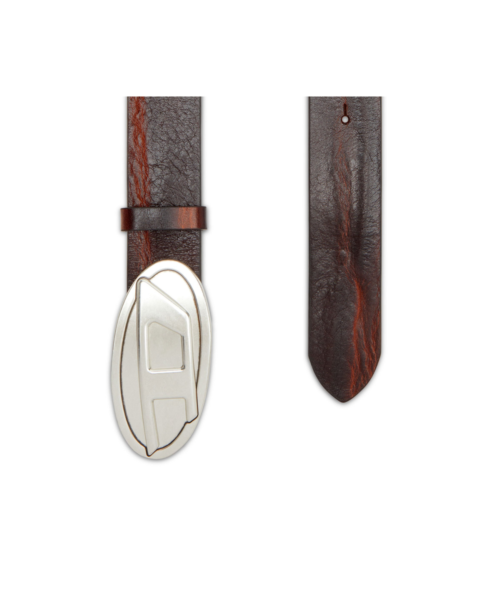 Diesel 4cm Belt In Waxed Leather In Brown
