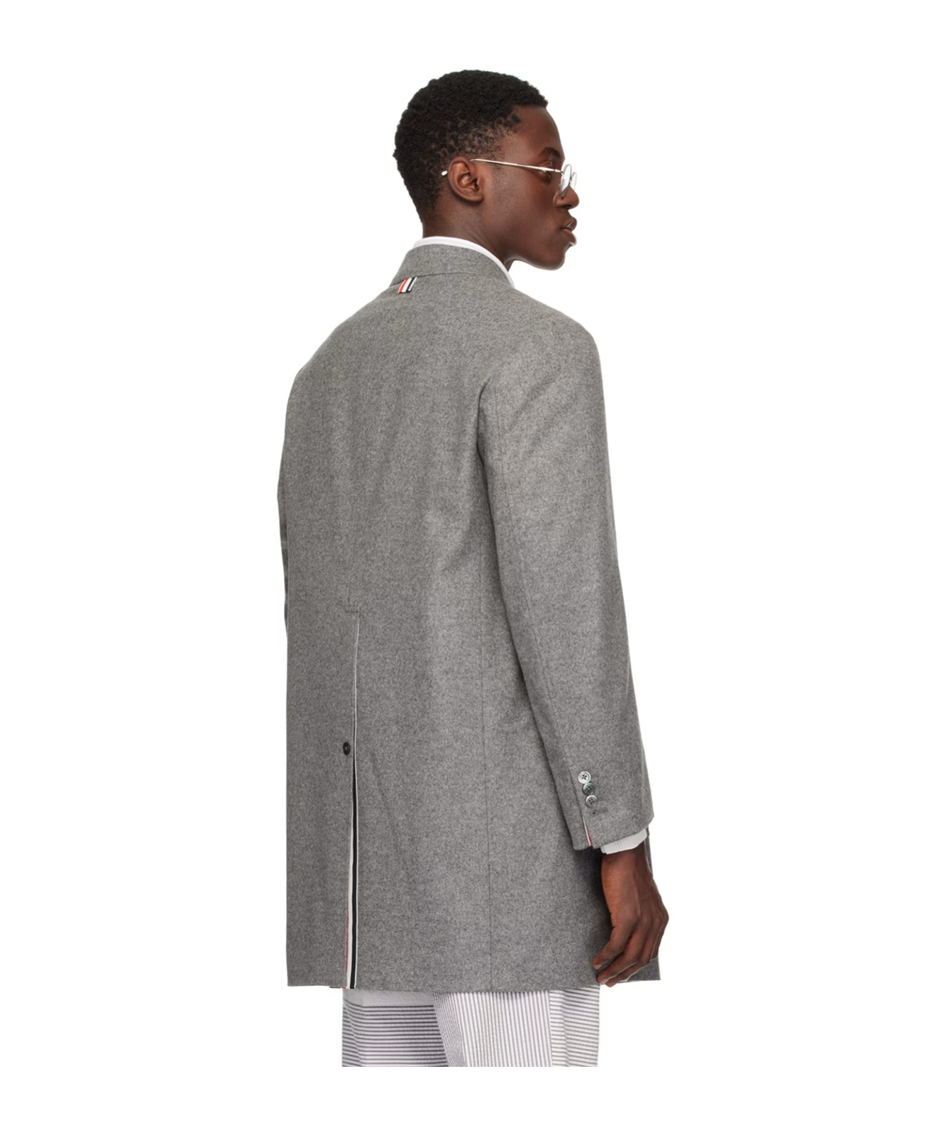 THOM BROWNE FOUR-STRIPED BUTTON COAT
