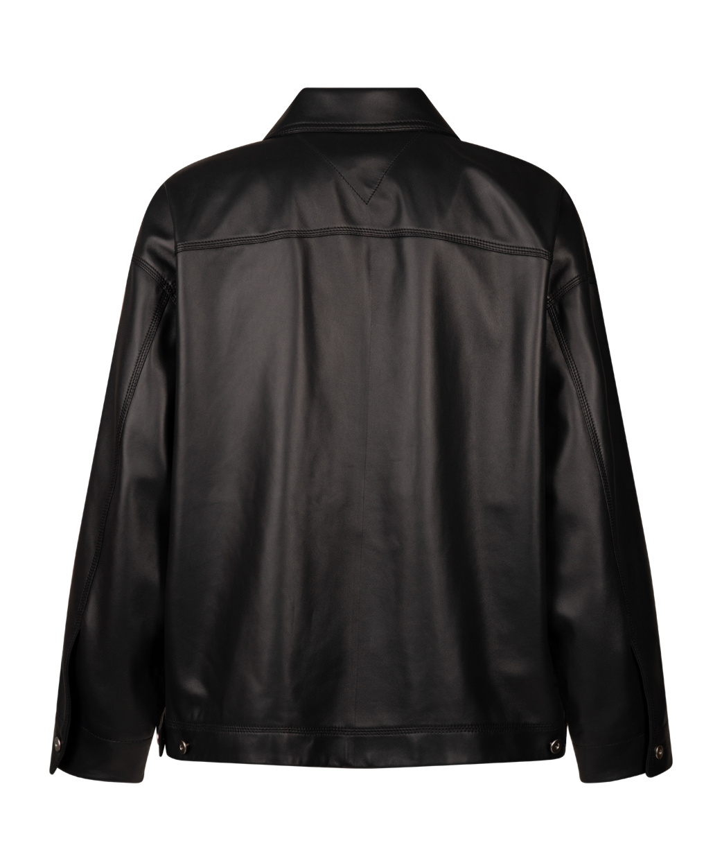 Bottega Veneta Collared Leather Jacket Front Pockets In Black
