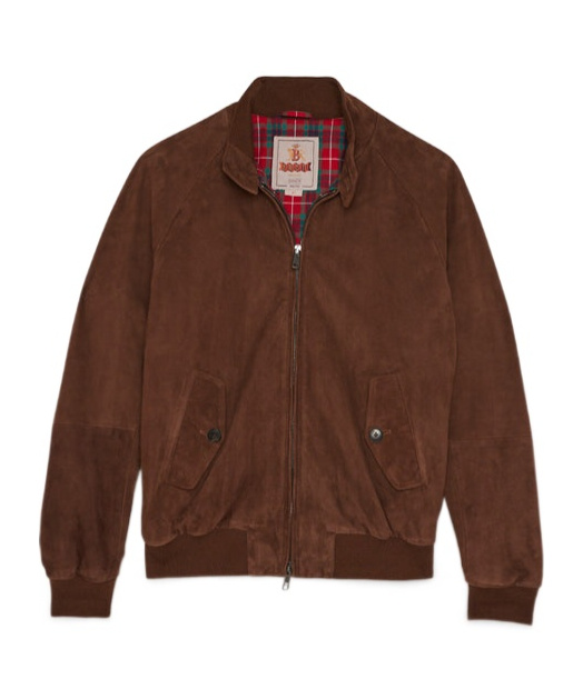 Baracuta Zip-up Suede Leather Jacket In Red