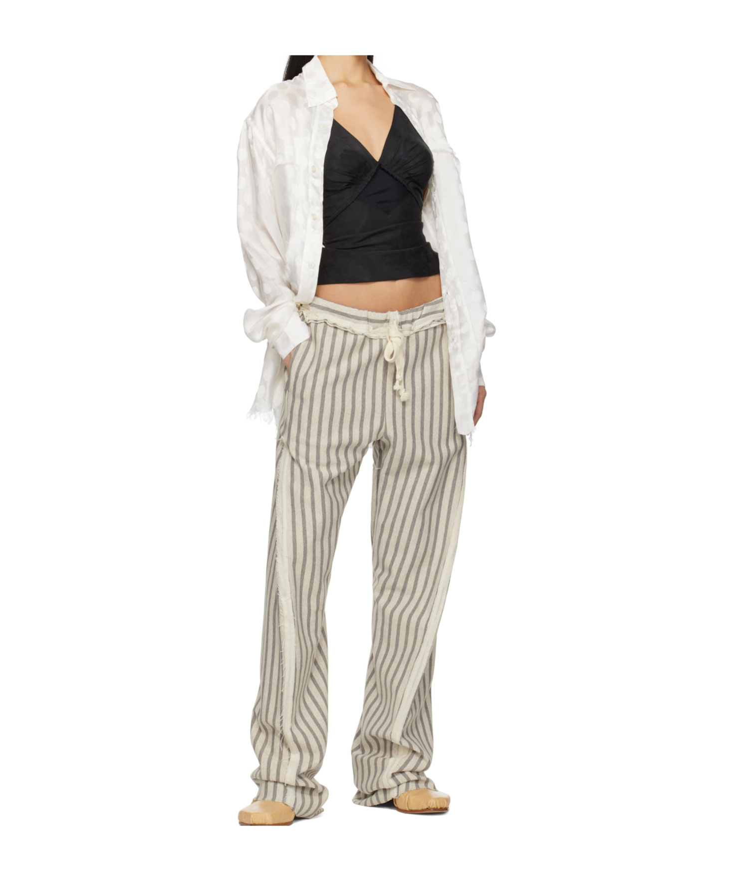 Edward Cuming Stripe Twisted Sweatpants In Gray