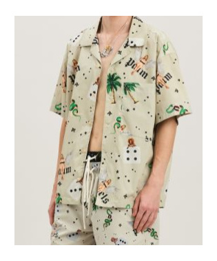 Palm Angels Pin Up Bowling Shirt In Nude