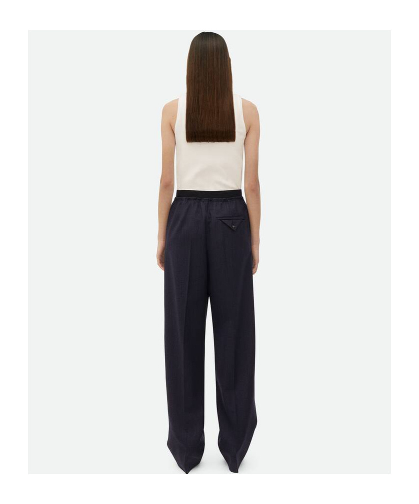 Bottega Veneta Striped Wool Casual Pants In Black