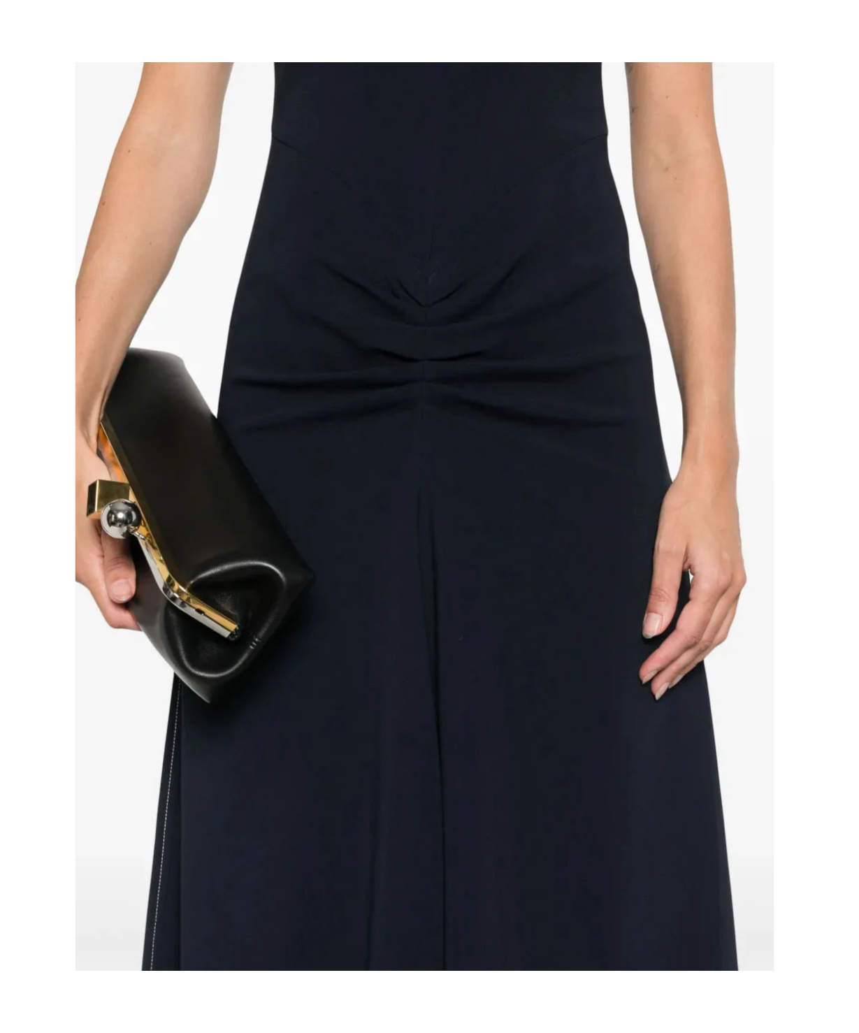 Victoria Beckham Short-sleeve Gathered Dress In Black