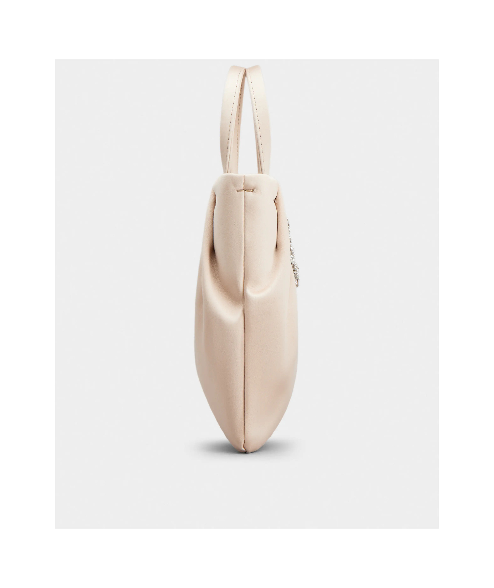 Roger Vivier Drape Pocket Bouquet Strass Buckle Micro Tote Bag In Nude