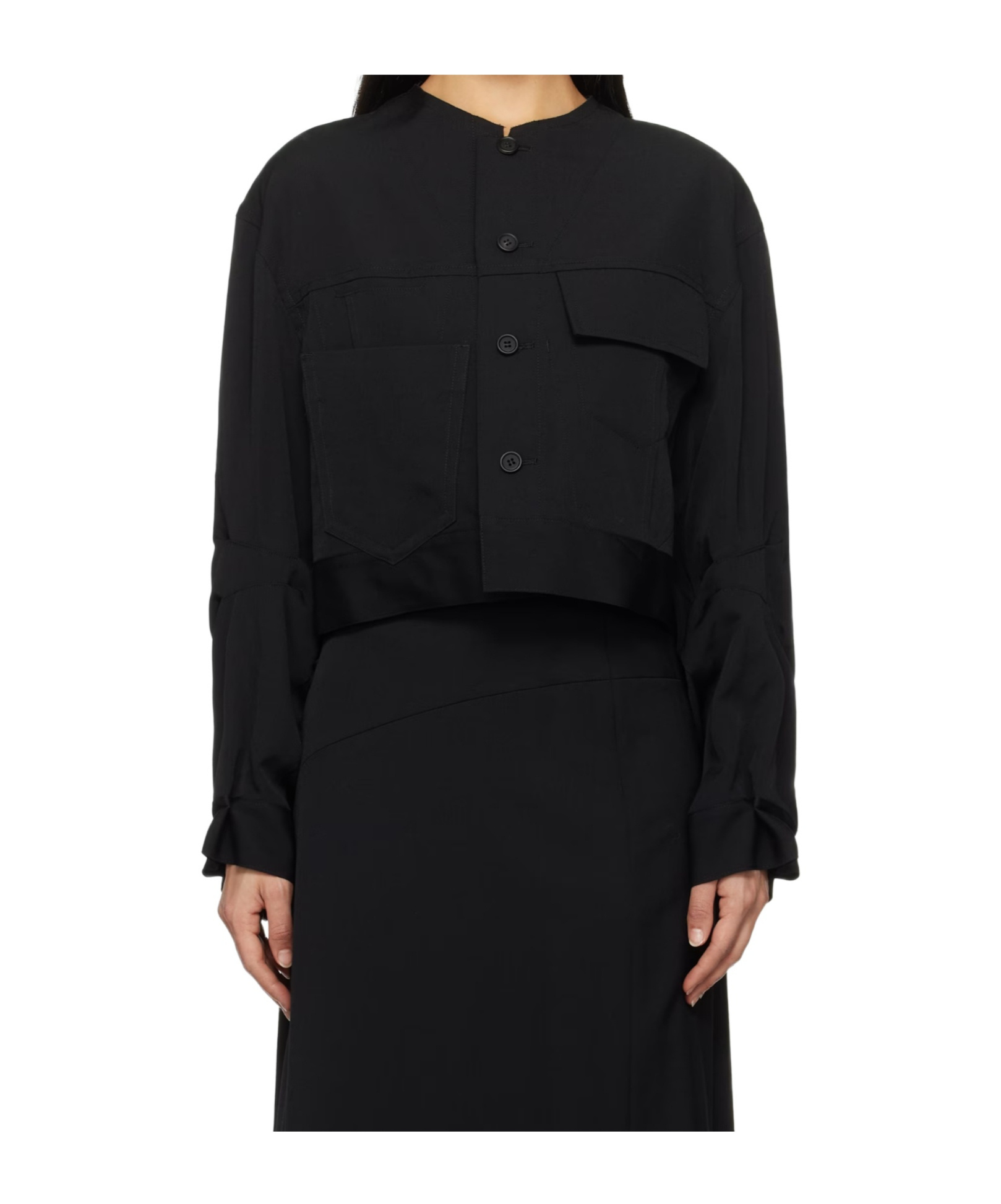Yohji Yamamoto Long Sleeve Casual Jacket In Black