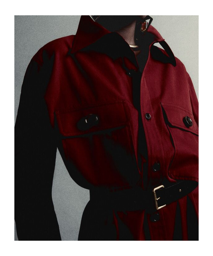 Saint Laurent Saharienne Long-sleeved Shirt In Red