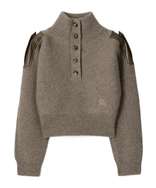 Burberry Wool Half-button Sweater In Brown