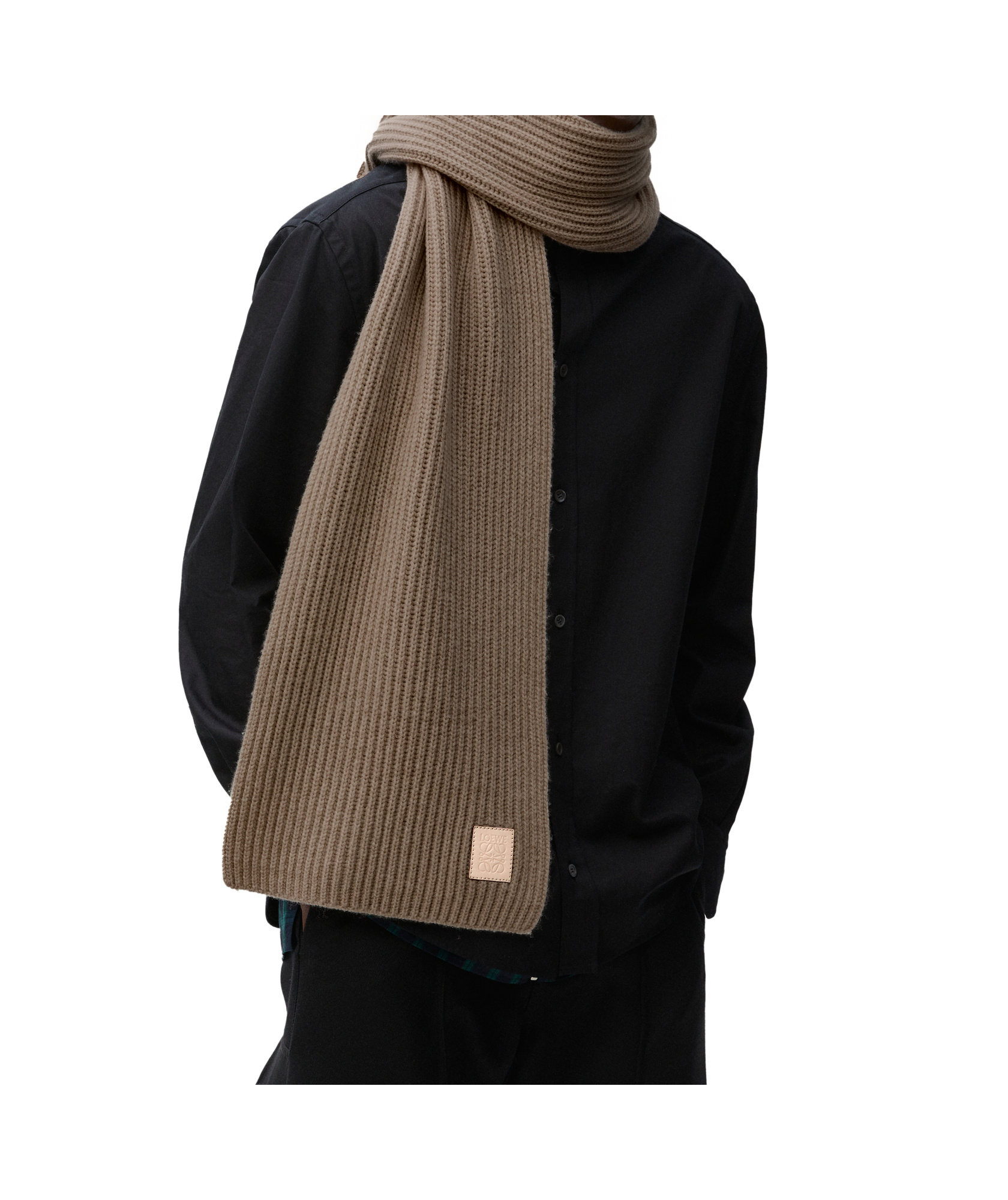 Loewe Pattern Cashmere Scarf In Brown