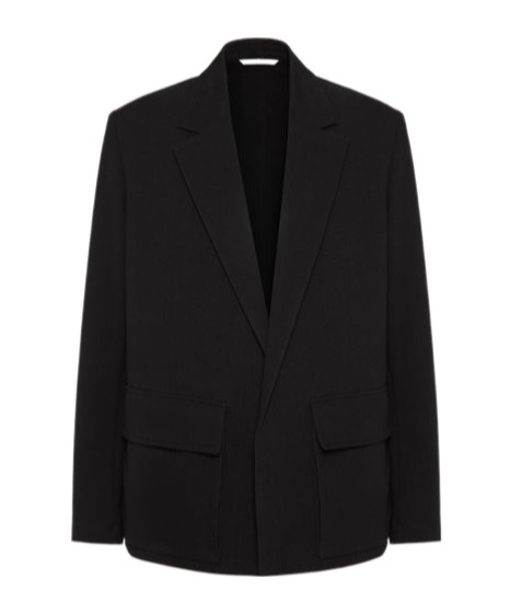 Valentino Wool And Silk Single-breasted Jacket With Rubberised V Detail In Black